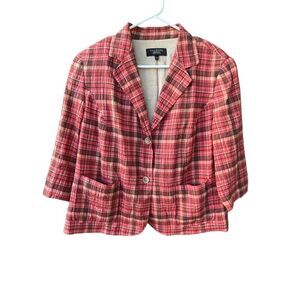 Talbots size 14WP plaid 3/4 sleeves crinkled plaid jacket.